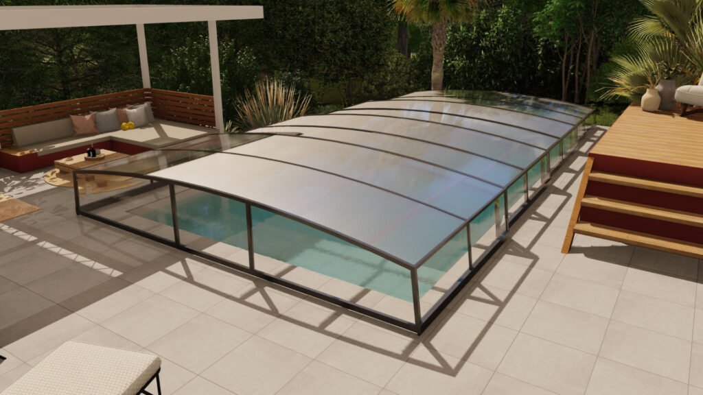 3D rendering of a pool enclosure - model N-CLOSURE